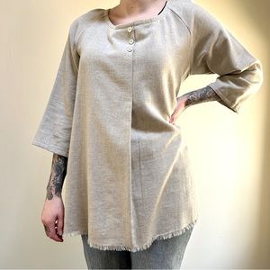 Wulla ~ Frayed Hem Henley Tunic Top